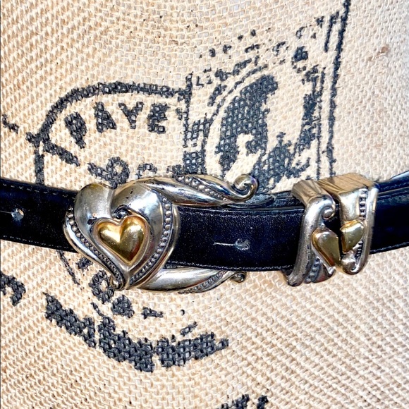 VTG / Retired Brighton Mixed Tone Heart Leather Belt - Picture 2 of 6